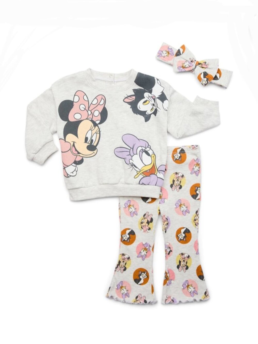 DISNEY BABY Character Baby Girls Long Sleeve Top, Headband, Leggings 3-Piece Set